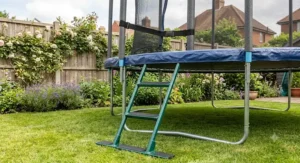 Safe ladder access attached to a 12ft garden trampoline