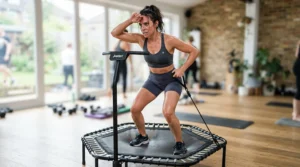 Sweaty cardio workout using the best rebounder for weight loss for effective fat burning