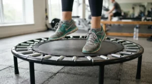 Low-impact bouncing exercise on the best rebounder for weight loss for joint-friendly cardio