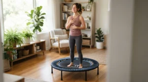 Using a rebounder for mental health & stress relief to aid daily anxiety management