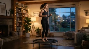 Evening wind-down session on a rebounder for mental health & stress relief